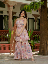 PARTY WEAR HERE, EXCLUSIVE 3 PIECES KURTI, PLAZZO DUPATTA IS COMING WITH HAND WORK AND FANCY LACE BORDER